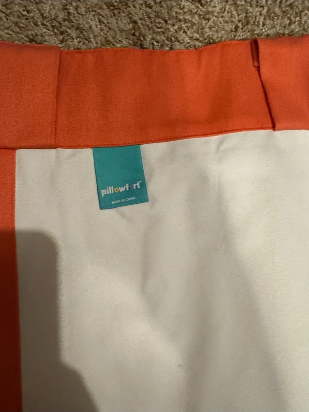 Pillowfort Coral Orange Curtain Panel with White Center